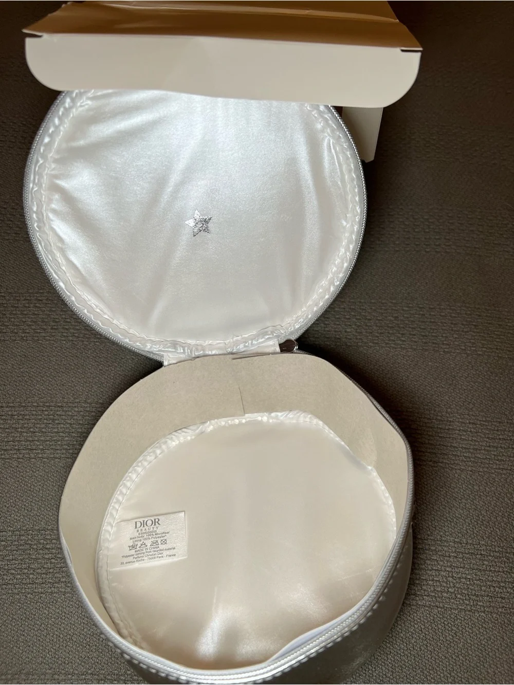 Dior Silver Round Makeup Case New in box